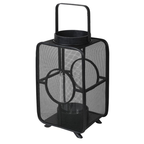 Josette Large Black Bamboo Geometric Lantern