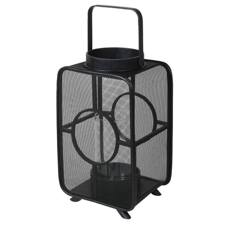 Josette Large Black Bamboo Geometric Lantern