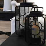 Josette Large Black Bamboo Geometric Lantern