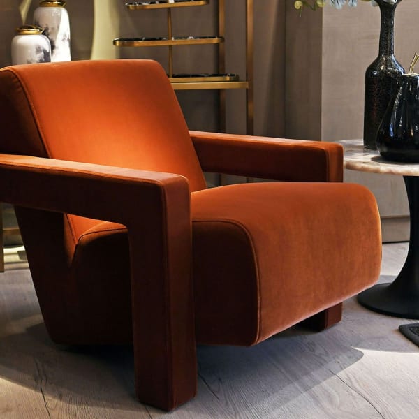 Chantal Burnt Orange Velvet Armchair