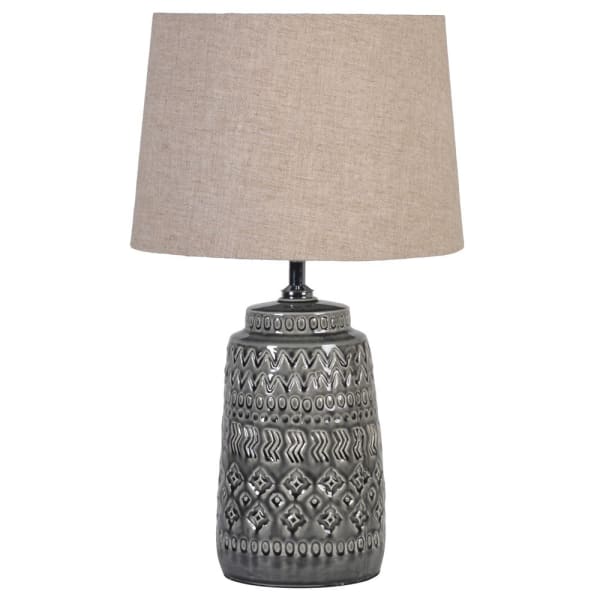 Madeline Dark Grey Crackle Glaze Table Lamp with Shade