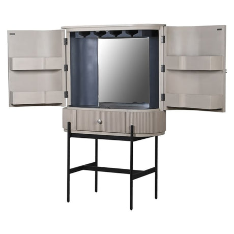 Mireille Fluted Oyster 2 Door Bar Cabinet