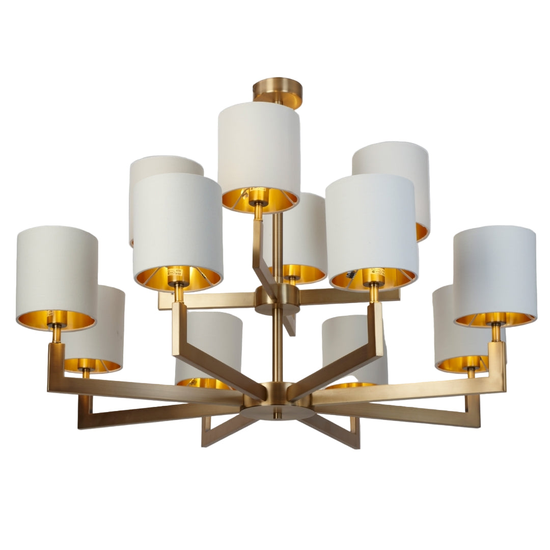 Clemence 12 Arm Antique Brass Chandelier