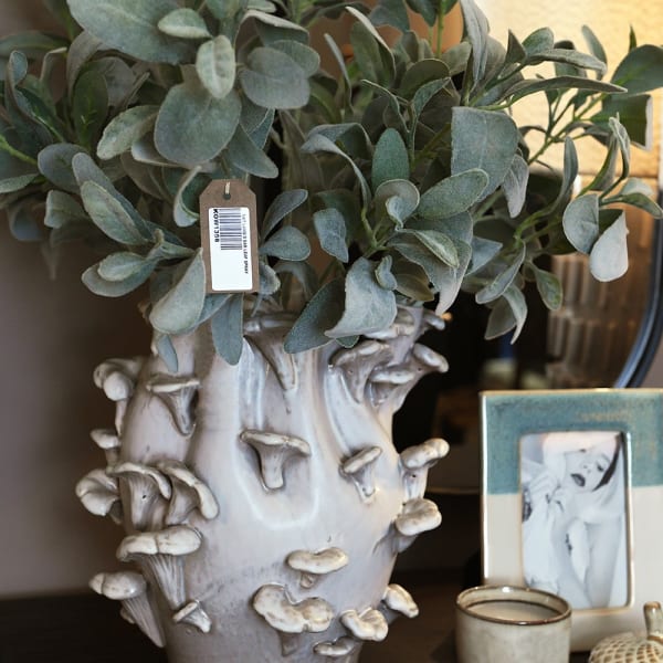 Ninon Natural Flocked Lamb's Ear Leaf Spray