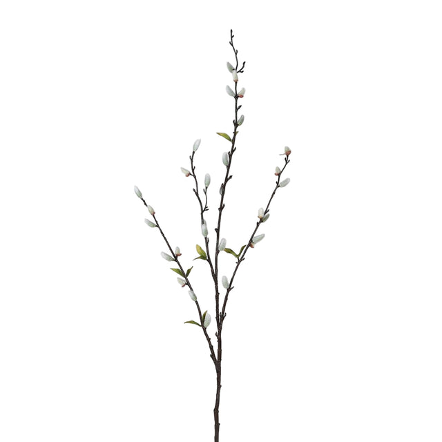 Renee Faux Pussy Willow Stem with Leaves