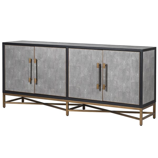 Brigitte Oak & Shagreen 4 Door Sideboard