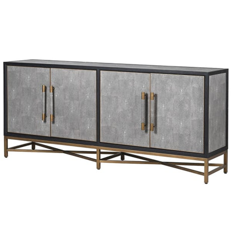Brigitte Oak & Shagreen 4 Door Sideboard