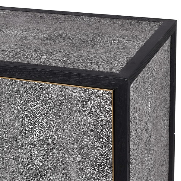 Brigitte Oak & Shagreen 4 Door Sideboard