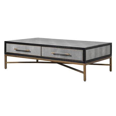 Brigitte Oak & Shagreen 4 Drawer Coffee Table