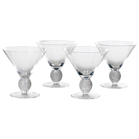 Flavie Set of 4 Silver Diamante Ball Martini Glasses