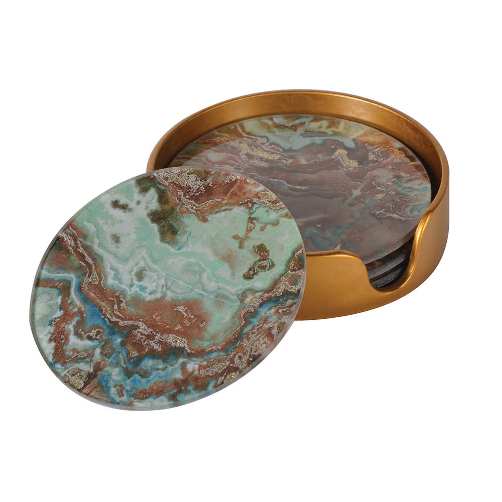 Nadine Green Marble Effect Coasters (Set of 4)
