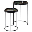 Thea Set of Two Green Marble Effect Tray Tables