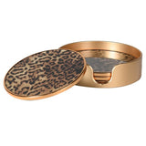 Siena Set of 4 Leopard Print Coasters with Holder