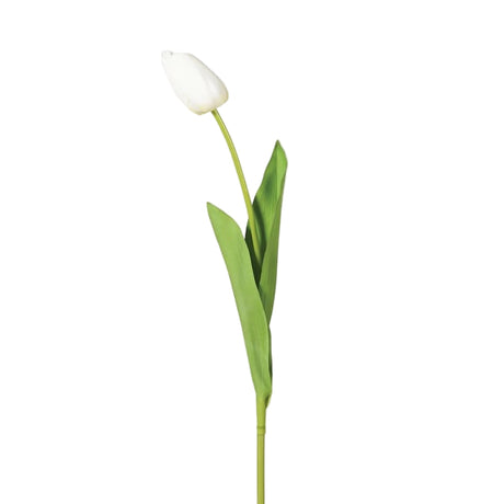 Siena White Tulip Bud Spray with Leaves