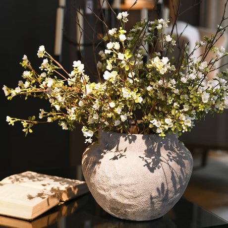 Siena White Wax Flower Stem with Leaves