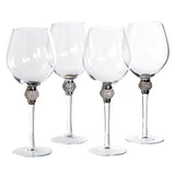 Flavie Set of 4 Silver Diamante Bubble Red Wine Glasses