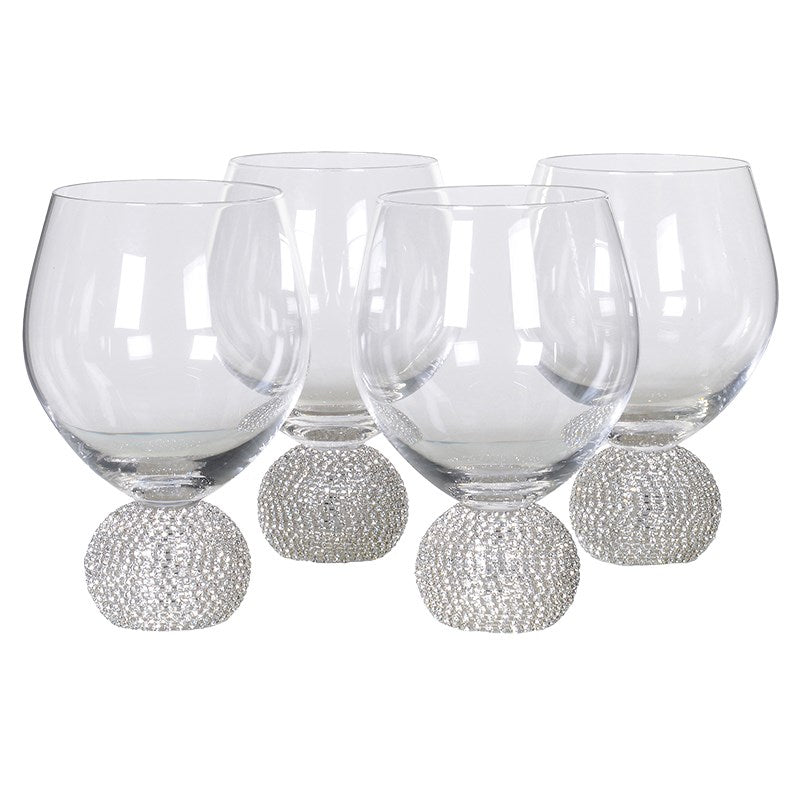 Flavie Set of 4 Silver Diamante Bubble Tumblers