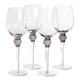 Flavie Set of 4 Silver Diamante Bubble White Wine Glasses