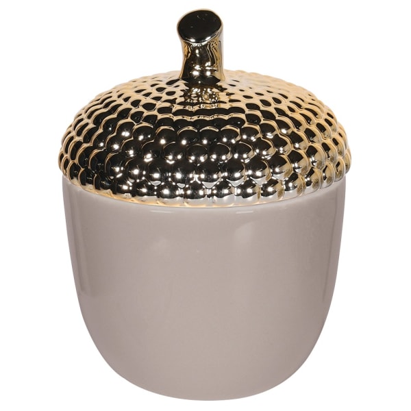 Solene Taupe and Gold Acorn Lidded Jar