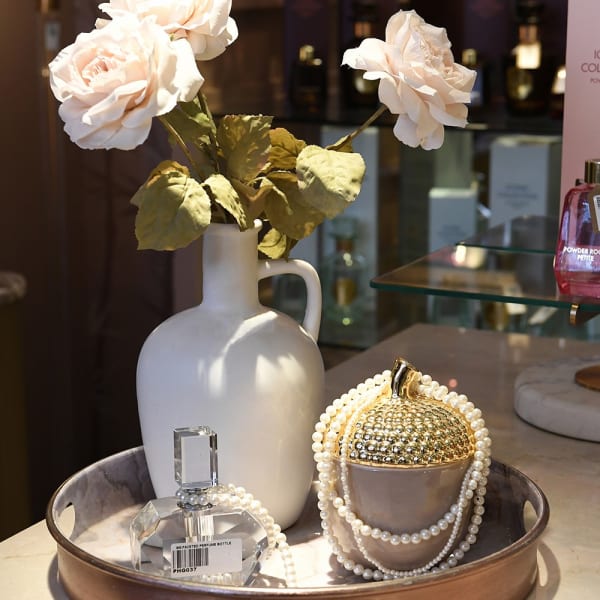 Solene Taupe and Gold Acorn Lidded Jar