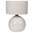 Agathe Cream Ceramic Pimpled Ball Table Lamp with Linen Shade