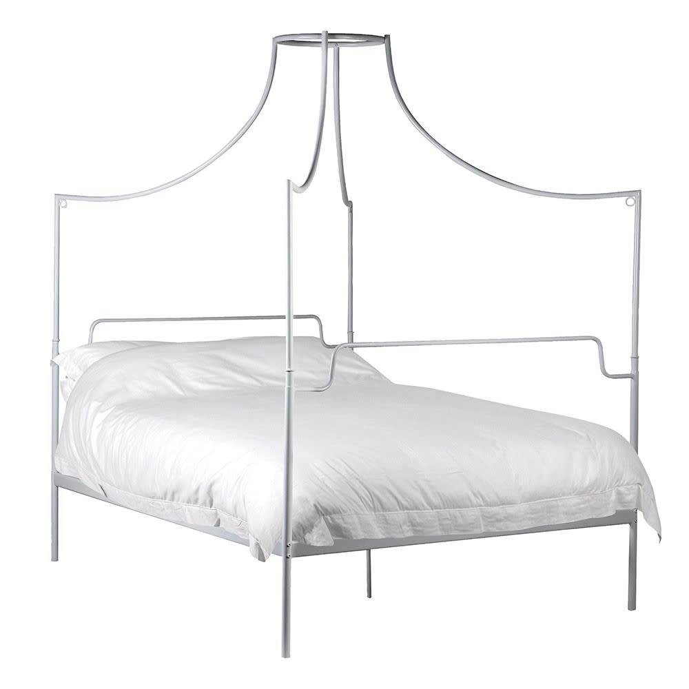 Wanda White Italianate Campaign Canopy King-size Bed