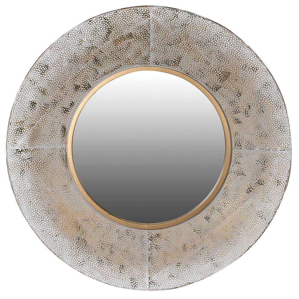 Violette White-wash Round Mirror